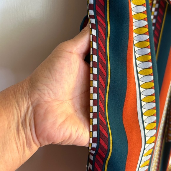 Tory Burch Julia Oceano Eden Border Striped Silk Dress Belted, 4 - Picture 3 of 9